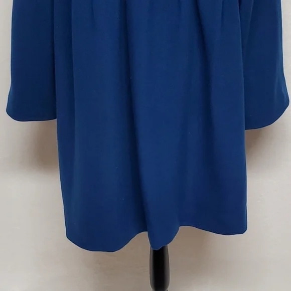 Rare Vintage 1970s Anne Klein Blue Wool Cashmere Pleated Topcoat Swing Coat - Picture 11 of 16